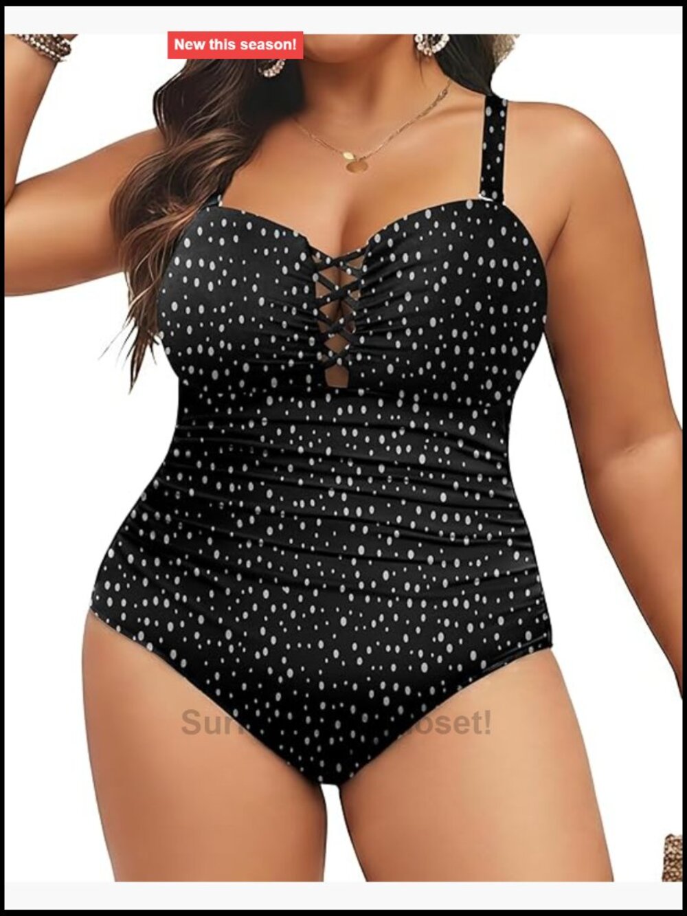 Plus Size One Piece Swimsuit Tummy Control Ruched Lace Up Swimwear